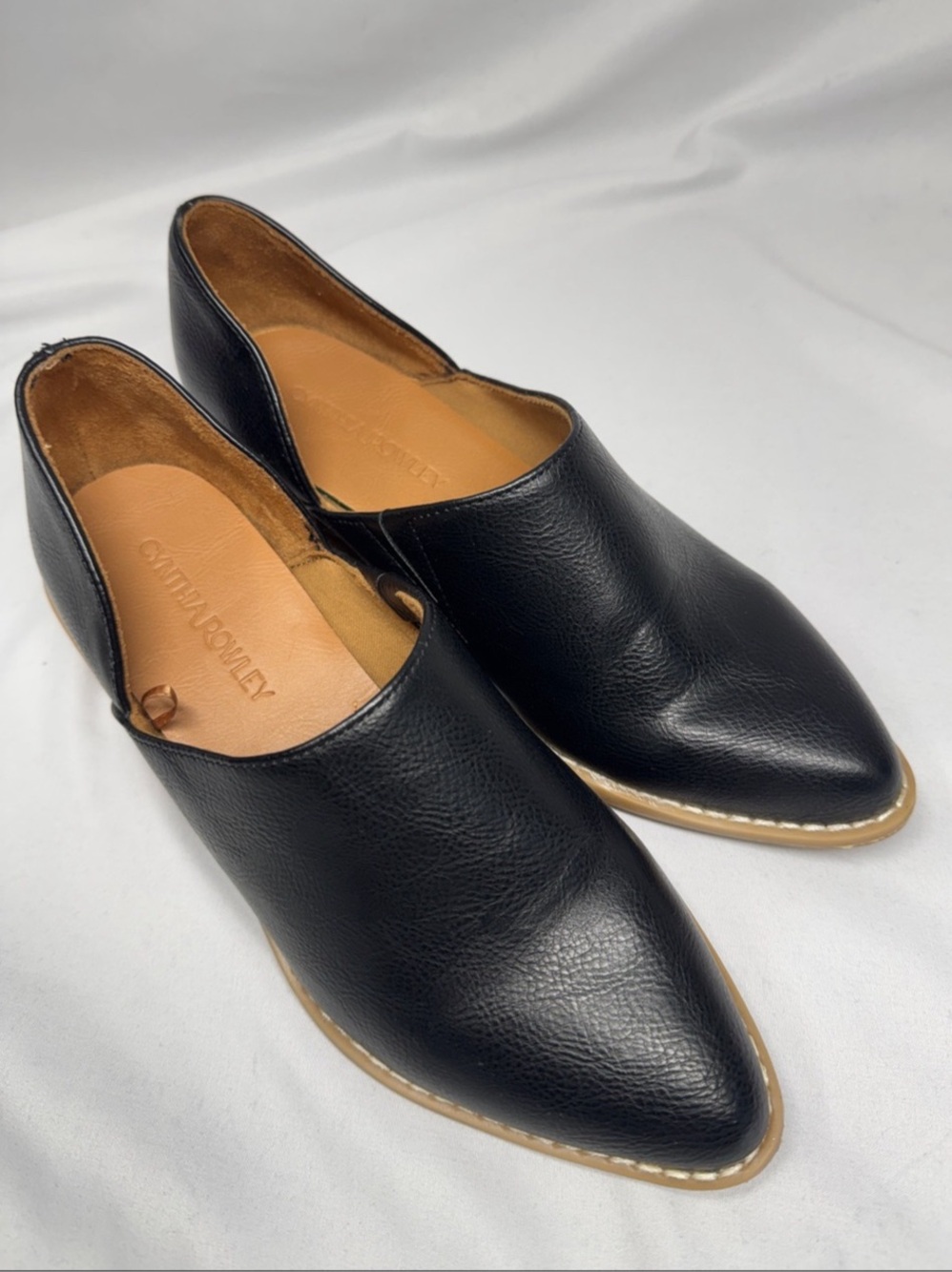 Cynthia Rowley Eddie Black Faux Leather Cutout Block Heel Booties Size 7.5